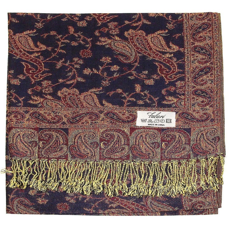 Falari Women's Woven Paisley Pashmina Shawl Wrap Scarf 80" x 27" (Style 1 - Eggplant Purple) - Image 2